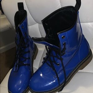 Blue combat boots